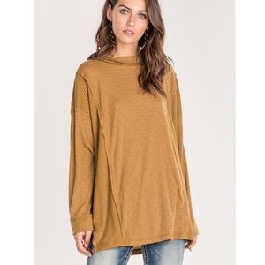 Miss Me oversized mustard yellow cowl neck tunic long sleep top